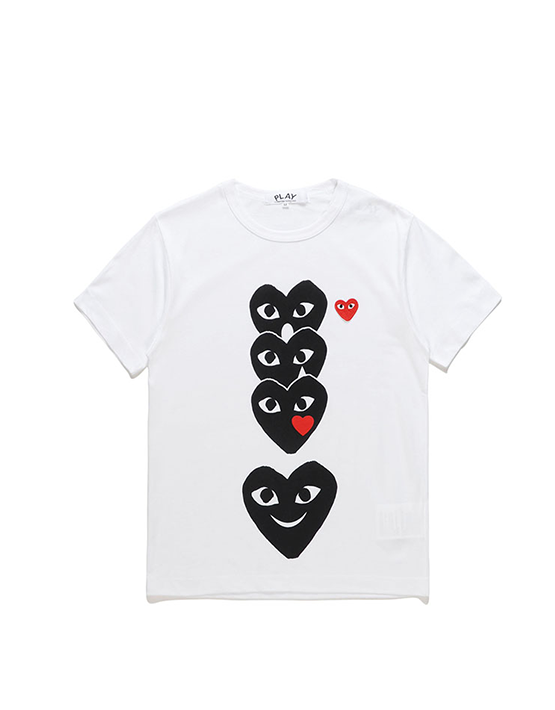 CAMISETA COMME DES GARCON WHITE VERTICAL HEARTS