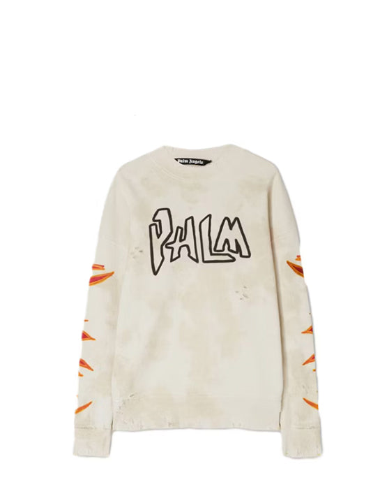 CREWNECK PALM ANGELS "PALM" FLAME BEIGE