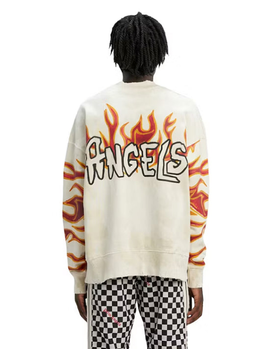 CREWNECK PALM ANGELS "PALM" FLAME BEIGE