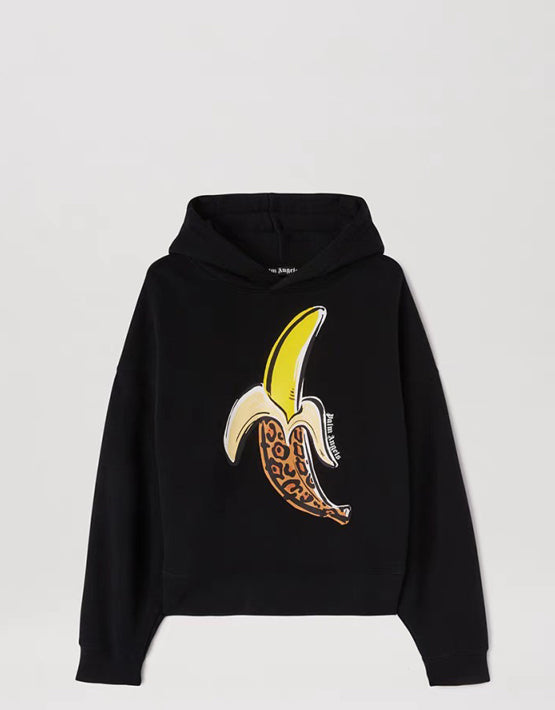 HOODIE PALM ANGELS LEOPARD BANANA BLACK