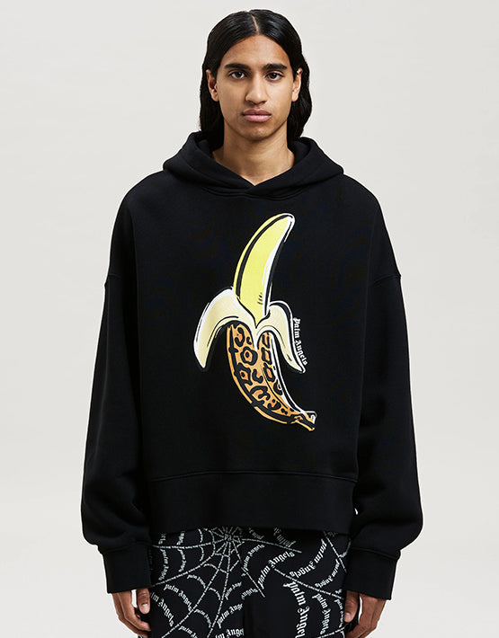 HOODIE PALM ANGELS LEOPARD BANANA BLACK