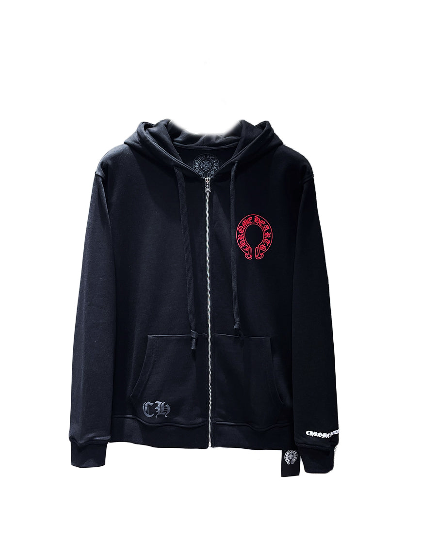 HOODIE CHROME HEARTS BLACK ZIPPER