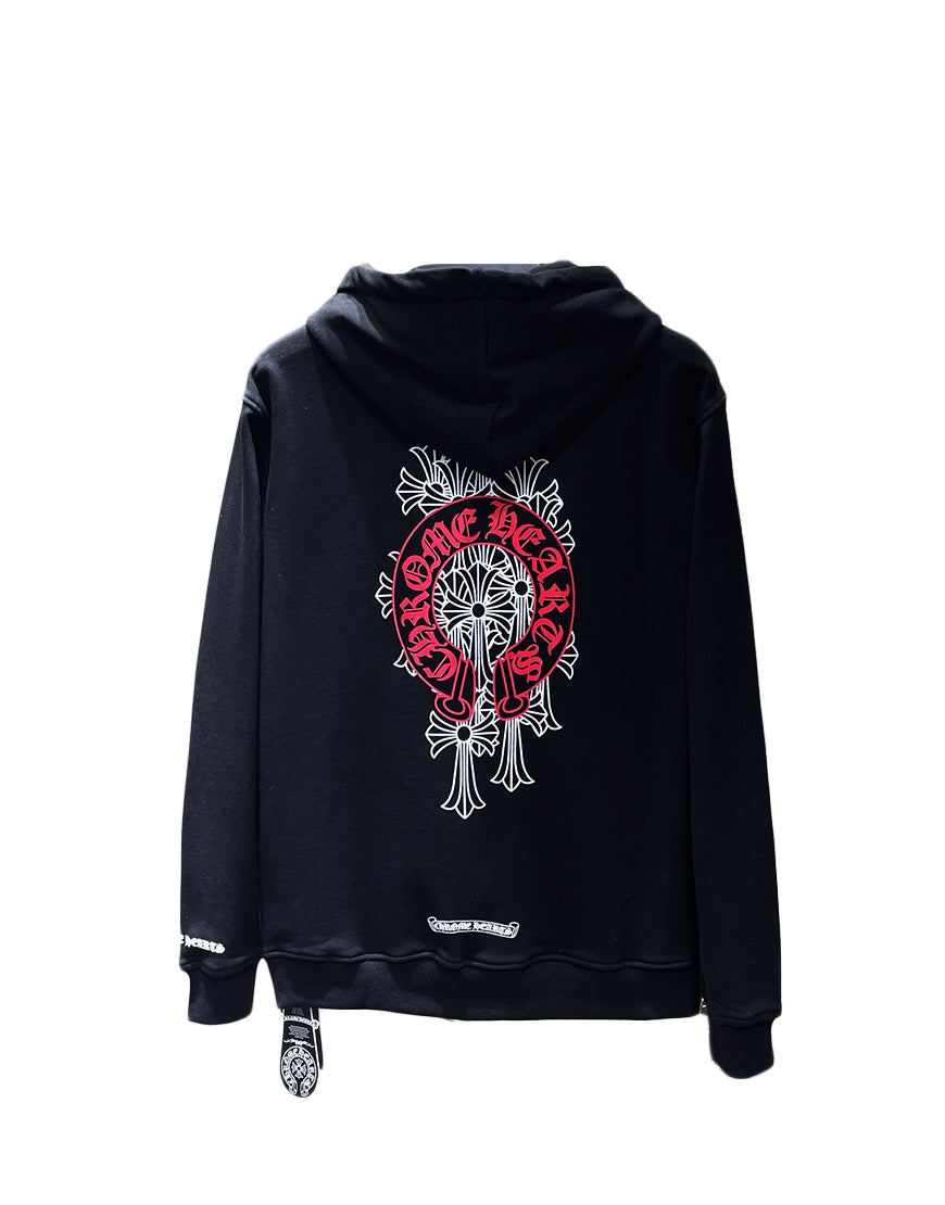 HOODIE CHROME HEARTS BLACK ZIPPER