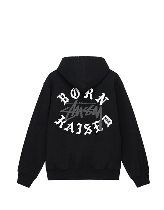 HOODIE STUSSY ZIPPER X BORN RAISED BLACK