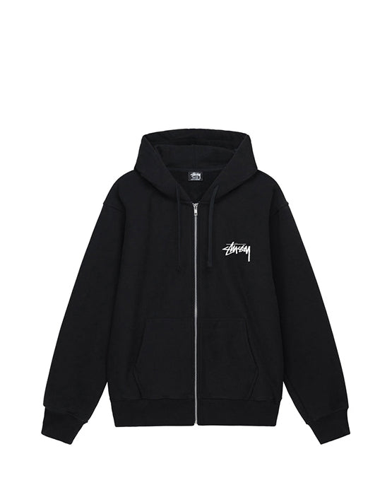 HOODIE STUSSY ZIPPER BURNING STOCK BLACK