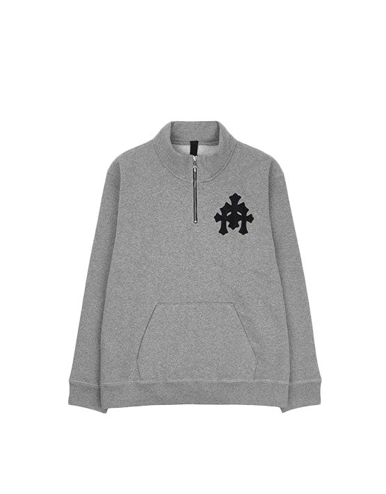 CREWNECK CHROME HEARTS ZIP LOGO PATCH GREY