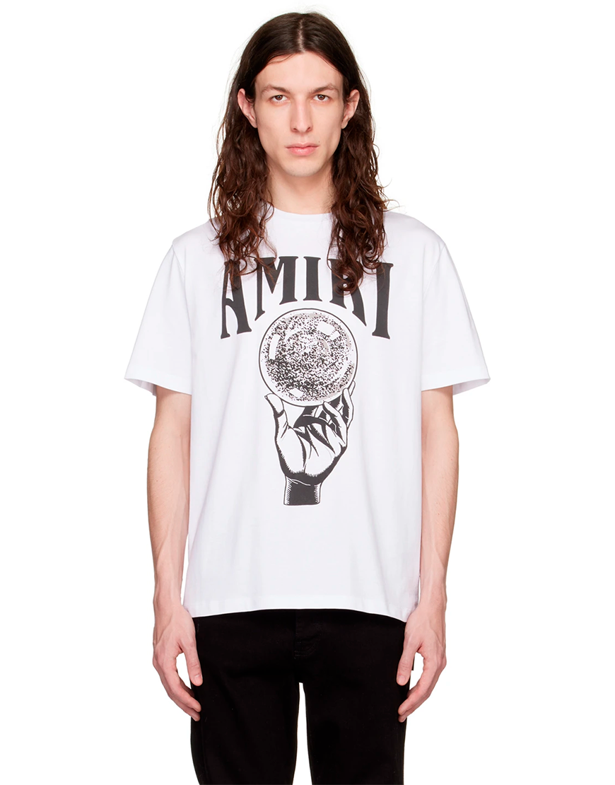 CAMISETA AMIRI CRYSTAL BALL LOGO BLANCA